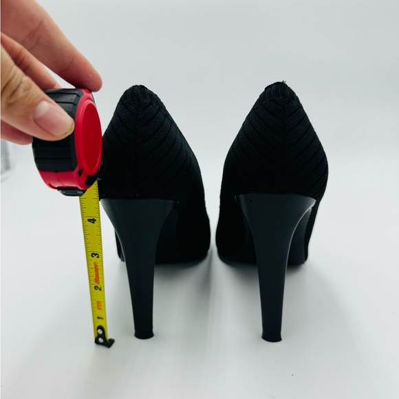 Steve Madden Deb Black Fabric Sock Like Heels - Picture 4 of 9